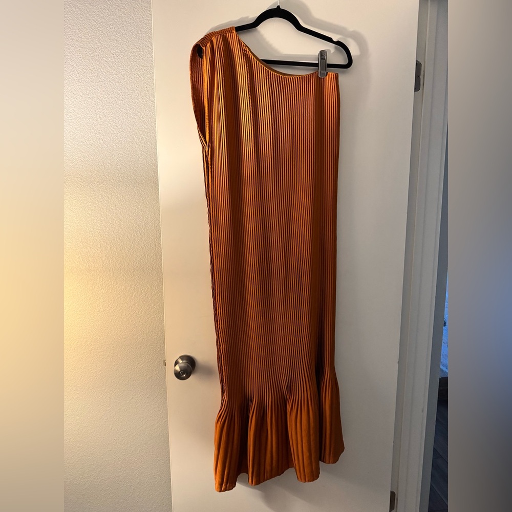 TOME One Shoulder Pleated Dress